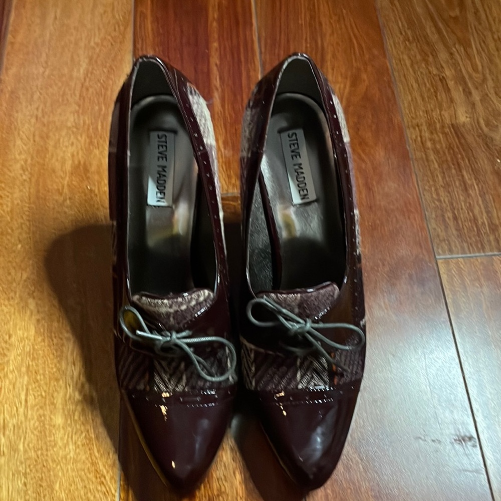 Wonderful Wine Plaid Heels